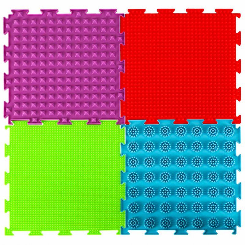 Mata sensoryczna puzzle montessori do masażu stóp 8 elementów kolorowe
