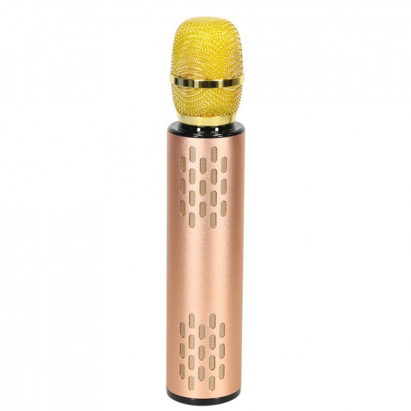 Mikrofon bezprzewodowy karaoke dla dzieci głośnik Bluetooth 2000mAh karta SD USB wysoka jakość złoty
