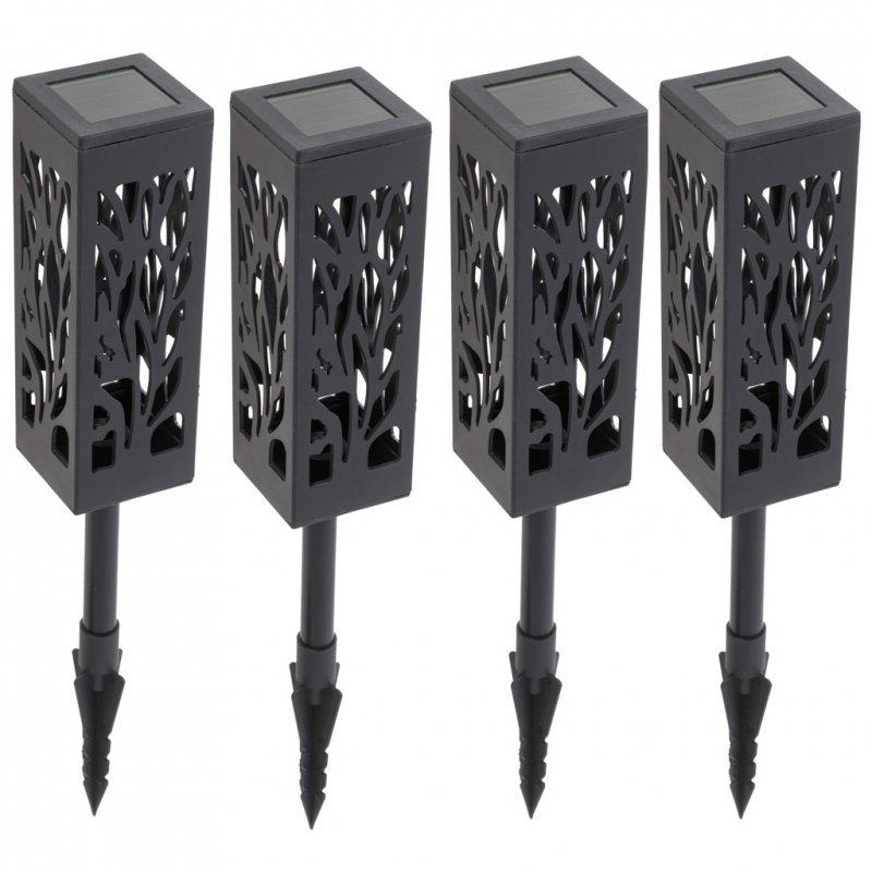 Lampa solarna ogrodowa ażurowa latarenka lamion LED czujnik zmierzchu wbijana 4szt.