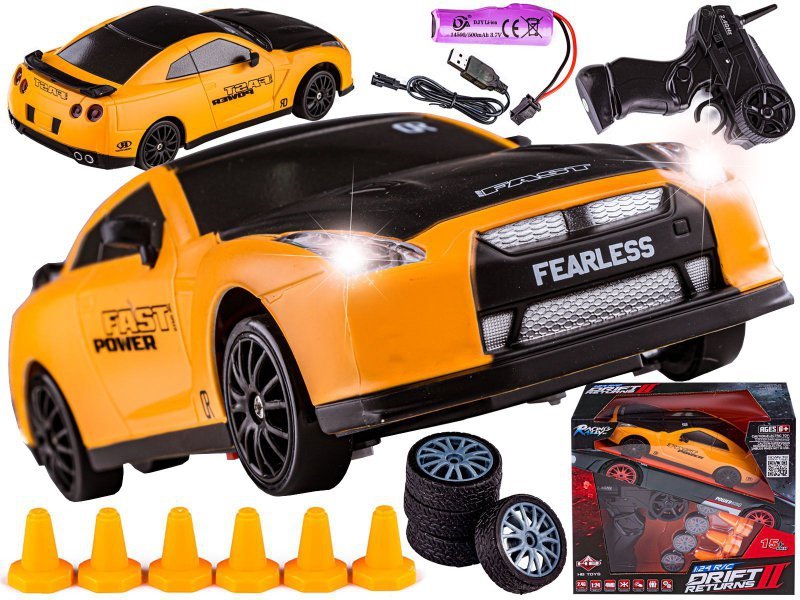 Samochód Do Driftu, Auto RC Drift 1:24 2,4 GHz 4WD POMARAŃCZOWY