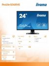 IIYAMA Monitor 24 X2481HS-B1 SLIM AMVA+, HDMI, DVI, 6 ms, Głośniki