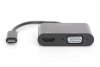 Digitus Adapter graficzny HDMI/ VGA 4K 30Hz UHD/ FHD na USB 3.1 Typ C, z audio, aluminiowy Czarny