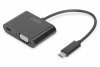 Digitus Adapter graficzny VGA 1080p FHD na USB 3.1 Typ C, Power Delivery z audio, czarny, aluminiowy