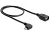 Delock Kabel USB MICRO(M) kątowy prawo->USB-A(F) 2.0 0.5M OTG czarny