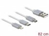Delock Kabel 3IN1 USB-A(M)->LIGHTNING(M)+MICRO-B(M)+USB-C(M) 2.0