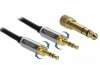 Delock Kabel audio minijack 3.5mm M/M 3 PIN + 2x przejściówka nakręcana jack 6.35mm 1m czarny