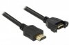 Delock Przedłużacz HDMI M/F V1.4 0.5m czarny do panelu