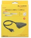 Delock Switch Video 3x HDMI dwukierunkowy 4K 50 cm czarny