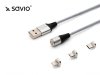 Elmak Kabel Magnetyczny USB - USB Typ C, Micro i Lightning 2m, SAVIO CL-156 Srebrny