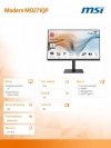 MSI Monitor 27 cali Modern MD271QP FLAT/LED/WQHD/NonTouch/75Hz/czarny