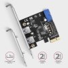 AXAGON PCEU-232VLS Kontroler PCIe 2+2x port USB 3.2 GEN 1, UASP, SP & LP, 15-pin SATA zasilacz
