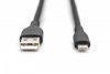 Digitus Kabel połączeniowy silikonowy USB-A - Lightning, USB 2.0 12W, certyfikat MFI, 2m Czarny