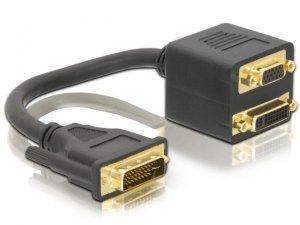 Delock Adapter DVI-I(M)(24+5)->DVI-I(F)(24+1)+VGA(F)