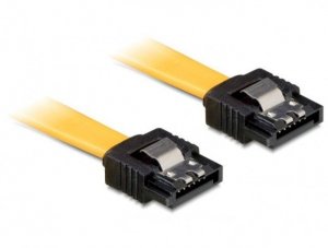 Delock Kabel SATA 6Gb/s 50cm prosty/prosty (metalowe zatrzaski) żółty