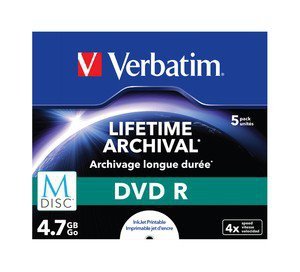 Verbatim M-DISC DVD R 4x 4.7GB 5P JC Printable 43821