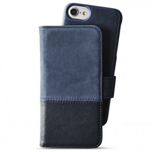 Holdit Selected walletcase Tronningenas skóra/zamsz granatowy iPhone 7 8