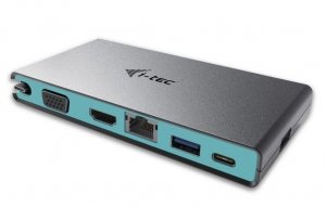 i-tec USB-C Travel Stacja Dokująca 1xHDMI 4K Ultra lub 1xVGA    1xEthernet 2xUSB 3.0 1xUSB-C Power Delivery/Data Port