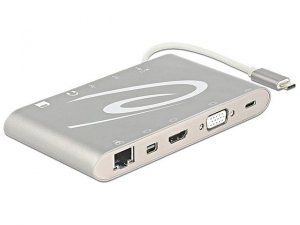 Delock Replikator portów USB-C -> HDMI, 3x USB 3.0, Mic., Audio, LAN + zasilanie