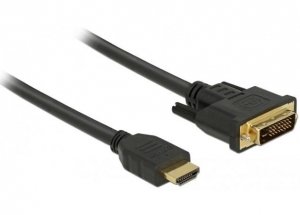 Delock Kabel HDMI(M)->DVI-D(M)(24+1) 0.5M CZARNY DUAL LINK POZŁACANE   STYKI