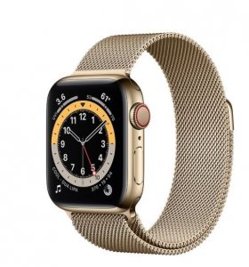 Apple Zegarek Series 6 GPS + Cellular, 44mm koperta ze stali nierdzewnej w kolorze złotym z bransoletą mediolańską w kolorze zło
