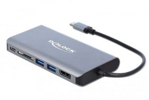 Delock Replikator portów USB TYPE-C(M)-HDMI,DP,LAN 1GB,2X USB 3.0,PD 3.0 czytnik SD,USB-C