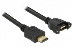 Delock Przedłużacz HDMI M/F V1.4 0.5m czarny do panelu