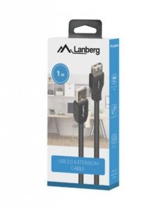 Lanberg Przedłużacz USB-A M/F 2.0 1m czarny BOX