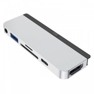 HyperDrive Stacja dokująca Hyper 6-in-1 USB-C HUB, 4k HDMI, USB-C, USB-A, MicroSD, SD, Audio Jack Srebrna