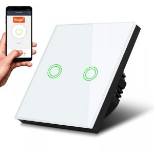 Maclean Dotykowy włącznik światła podwójny Wi-Fi SMART MCE714W Biały