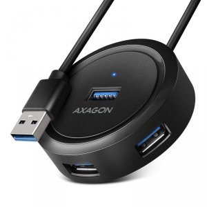 AXAGON HUE-P1A Hub 4-portowy USB 3.2 Gen 1 round, 30cm USB-A kabel, microUSB dodatkowe zasilanie