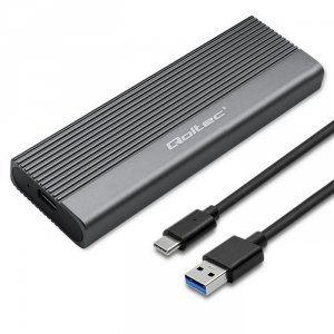 Qoltec Obudowa | kieszeń na dysk SSD M.2 | SATA | NGFF | USB-C | Super  speed 6Gb/s | 2TB | Szara