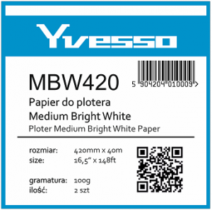 Papier w roli do plotera Yvesso Medium Brightwhite 420x40m 100g MBW420