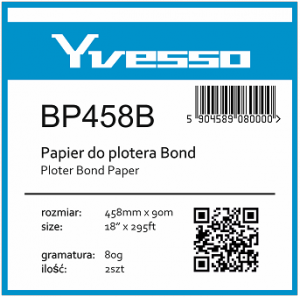 Papier w roli do plotera Yvesso Bond 458x90m 80g BP458B