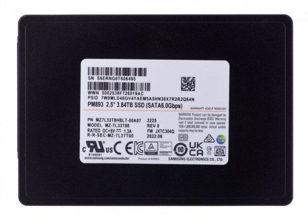 Dysk SSD Samsung PM893 3.84TB SATA 2.5&quot; MZ7L33T8HBLT-00A07 (DWPD 1)