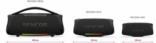 Sencor Głośnik bluetooth Resonex Mega Moc 190W, IPX7, TWS(99szt.), LED