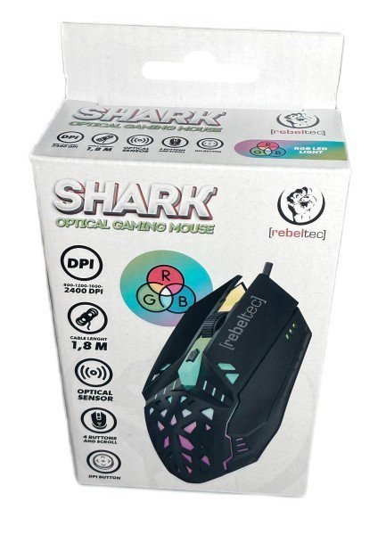 Rebeltec Mysz dla graczy SHARK, USB 1.8m