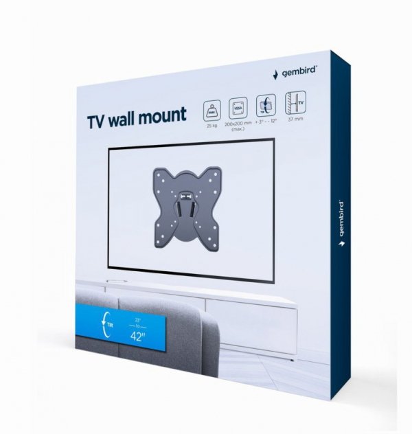 Gembird Uchwyt ścienny do telewizora (regulowany), 23-42 cale, do 25kg, Czarny