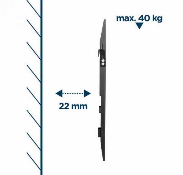 Gembird Uchwyt ścienny do telewizora (stały), 37-70 cali, do 40 kg Czarny