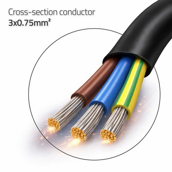 Qoltec Kabel zasilający SCHUKO CEE 7/7 (E/F) | miedź Cu | odizolowany lutowany | 3x0.75mm2 | 1.8m