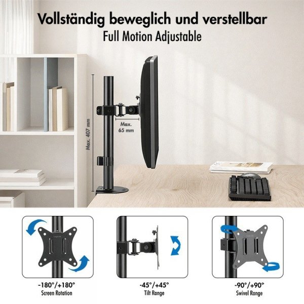 LogiLink Uchwyt na monitor 17-32 ', 9kg max, czarny