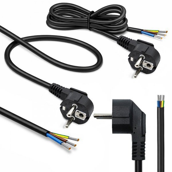 Qoltec Kabel zasilający | wtyczka kątowa SCHUKO CEE 7/7 (E/F) | miedź Cu odizolowany lutowany | 3x0.75mm2 | 3m