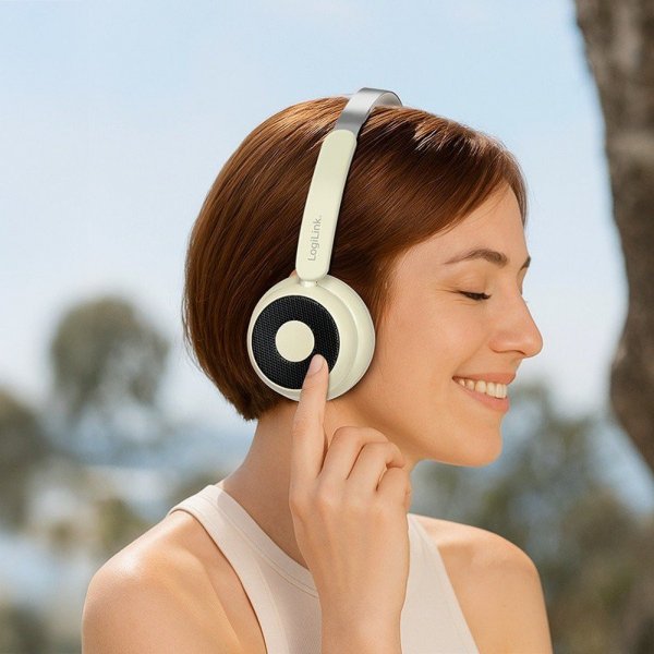 LogiLink Słuchawki z mikrofonem, BT6.0, ANC, brązowe