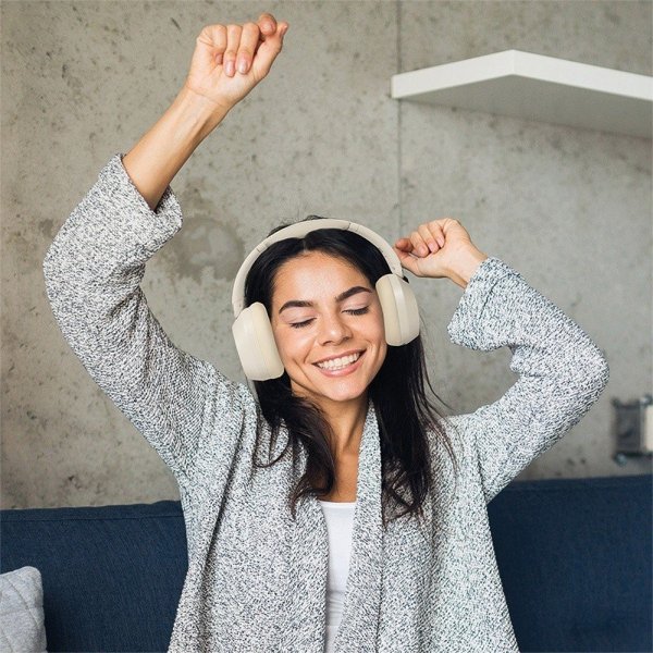 LogiLink Słuchawki z mikrofonem, BT6.0, ANC, kremowe