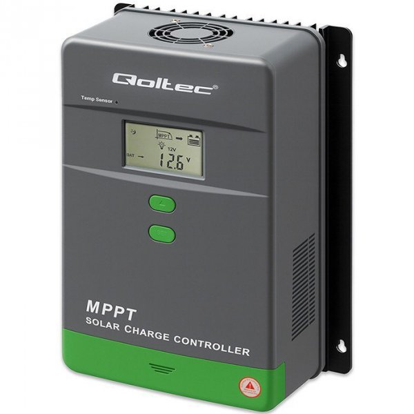 Qoltec Solarny regulator ładowania MPPT z czujnikiem temperatury 80A |  12V/24V/36V/48V | LCD | Bluetooth | APP | GEL | LiFePO4