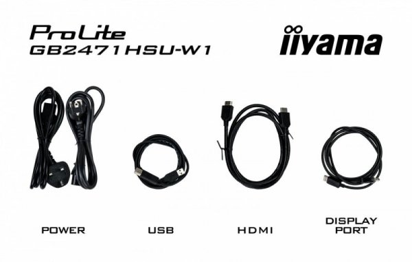 IIYAMA Monitor 23.8 cala GB2471HSU-W1 IPS,FHD,240Hz,2xHDMI,DP,1xUSB 3.2,     1xUSB C, Adaptive G-SYNC - 1920 x 1080 @48-240Hz  DisplayPort Only