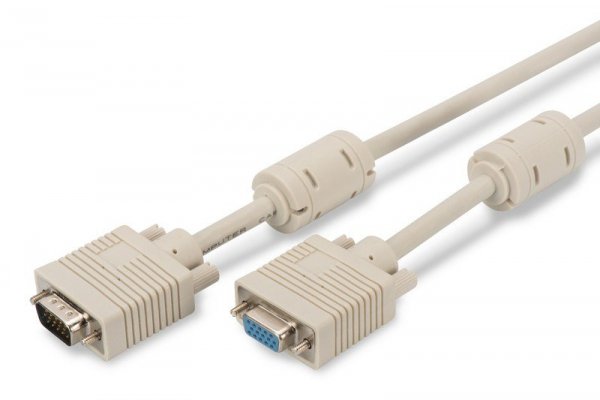 Digitus Kabel przedłużający VGA 1080p 60Hz FHD Typ DSUB15/DSUB15 M/Ż 5m Szary