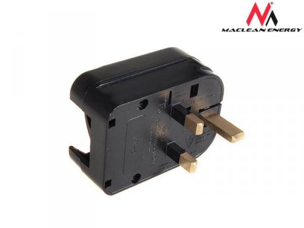 Maclean Adapter zasilania UK na Euro kątowy czarny MCE70