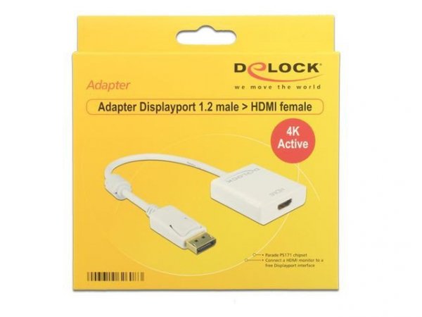 Delock Adapter Displayport(M)-&gt;HDMI(F) Aktywny 4K White