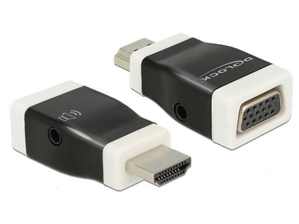 Delock Adapter HDMI-A(M)-&gt;VGA(F)+z funkcją audio