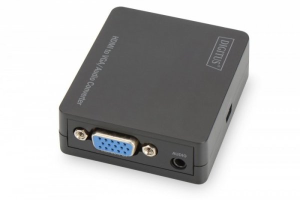Digitus Konwerter sygnału HDMI do VGA, 1080p 60Hz FHD, z audio (1xMiniJack)